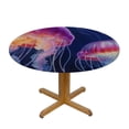 thumbnail image 3 of JEUXUS Round Fitted Tablecloth with Elastic Edged, Watercolor Jellyfish Round Table Cover, Glowing Jellyfish Waterproof Table Cover for Kitchen Dining Holiday Parties Decoration,Fit for Round Tables, 3 of 7