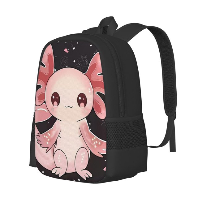 Fotbe Cute Axolotl Sakura Blossoms Mochila para Hombre y Mujer - Tela Oxford 600D Resistente - Mochila Impermeable de Gran Capacidad para Escuela, Viajes y Senderismo
