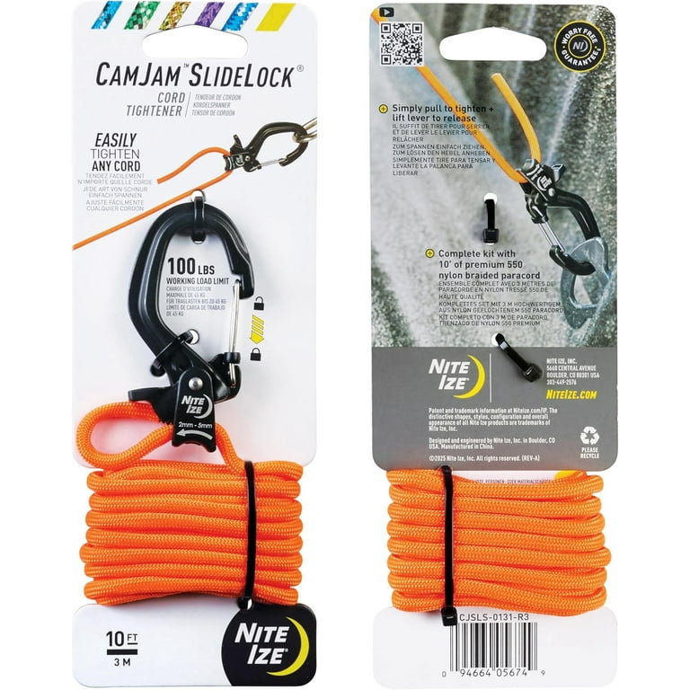Nite Ize CamJam SlideLock Cord Tightener 10-ft Paracord 100-lb
