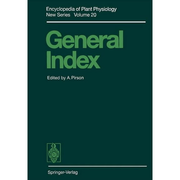 Encyclopedia of Plant Physiology General Index, Book 20, (Paperback)
