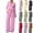 Black, variant on CHUMUD Women's Three Piece Set Long Sleeve V-Neck Top Side Tie Wide Leg Pants Halter Tank Tops Yoga Suit Outdoor Jogging Suit