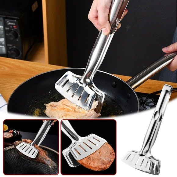Qaailabf Stainless Steel Multi-Purpose Frying Tongs - Fish Fryer & BBQ Tongs with Non-Slip Grip, Comfortable Handle - Versatile Kitchen Tool for Cooking, Grilling, Serving - 1 Piece