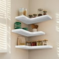 thumbnail image 4 of Floating Corner Shelves Set of 3, Solid Wood Picture Wall Shelf, Floating Shelves for Storage for Bedroom Kitchen Bathroom Living Room (White), 4 of 15