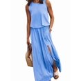 thumbnail image 2 of Jaimenalin Women'S Crew Neck Sleeveless Elastic Waist Slit Maxi Dress XL, 2 of 6