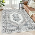thumbnail image 3 of CAROMIO Washable Rug for Living Room Boho Tribal Bedroom Rug Vintage Oriental Area Rug Non Slip Throw Rugs Soft Low Pile Carpet, 8' x 10' Gray, 3 of 7