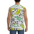 thumbnail image 4 of Balery Funny Dinosaurs on Stripes Men's Sleeveless Muscle Shirts Workout Tank Top, Moisture Wicking, Odor Protection-X-Large, 4 of 8