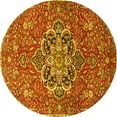 thumbnail image 1 of Ahgly Company Machine Washable Indoor Round Medallion Yellow Traditional Area Rugs, 7' Round, 1 of 4