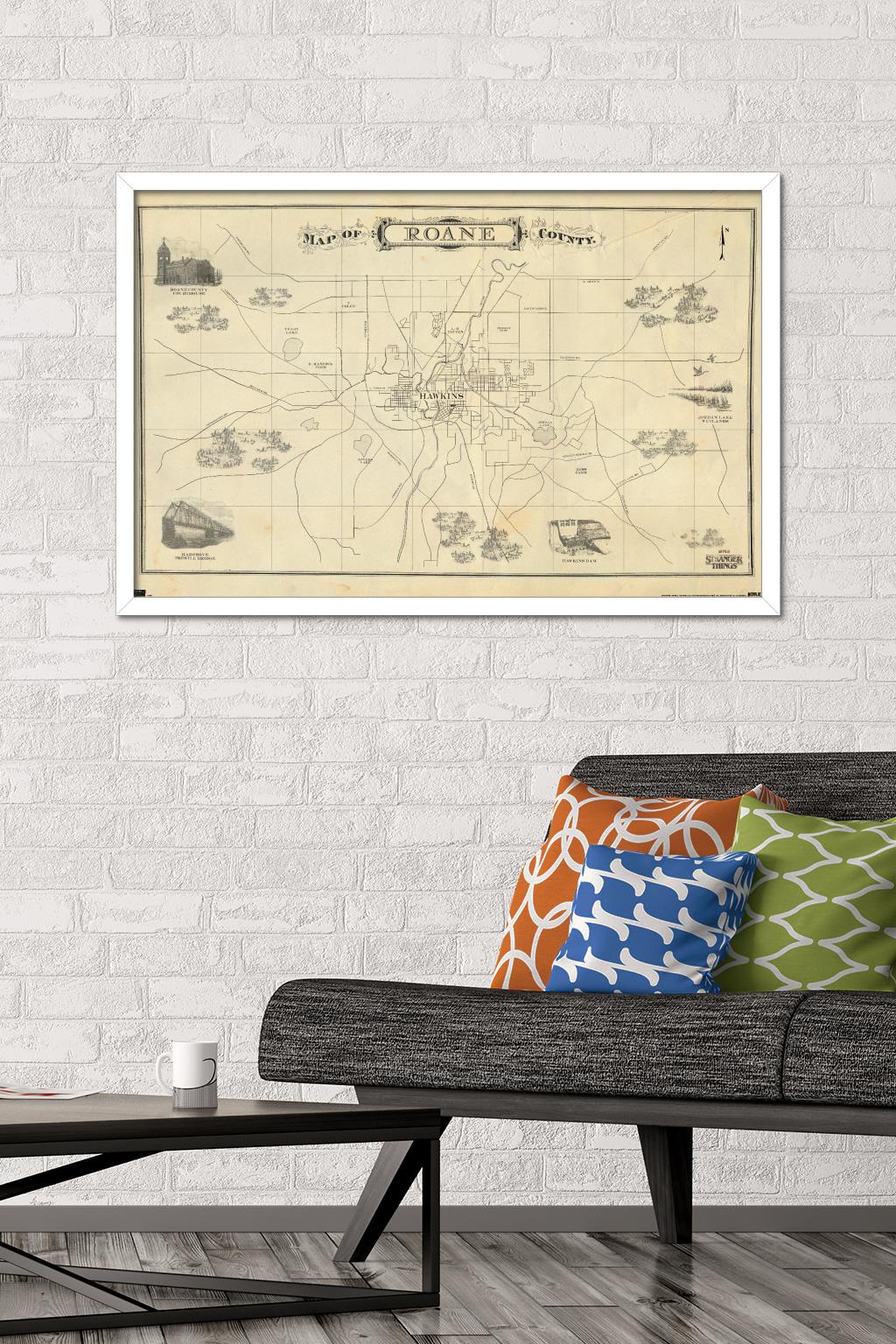Netflix Stranger Things: Season 4 - Map Wall Poster, 22.375" x 34" Framed