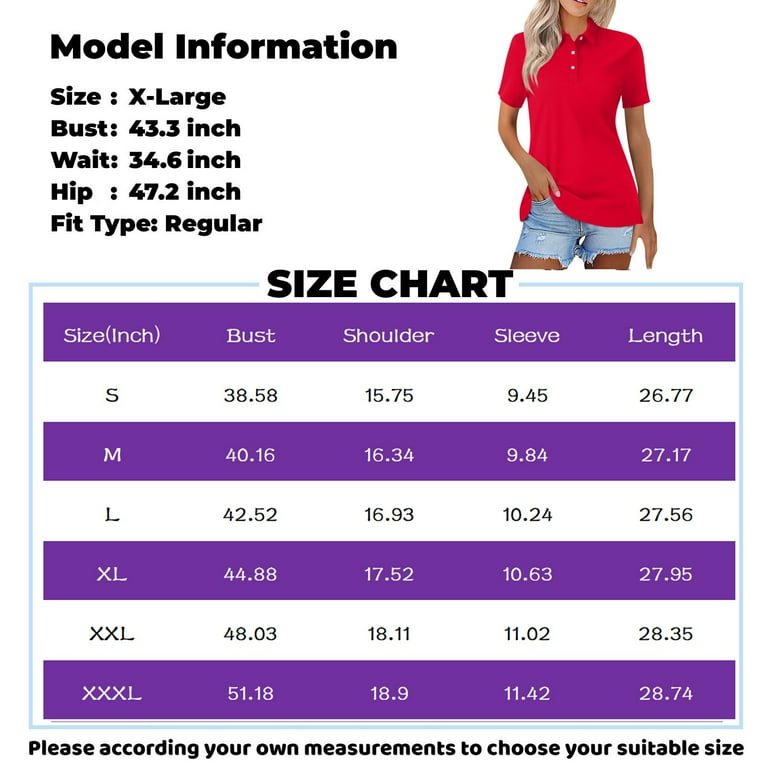Ladies golf shirt size chart discount