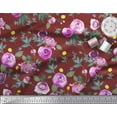 thumbnail image 3 of Soimoi Red Cotton Duck Fabric Leaves & Ranunculus Floral Print Fabric by Yard 42 Inch Wide, 3 of 3