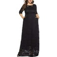 thumbnail image 3 of Eternatastic Womens Floral Lace 2/3 Sleeves Maxi Dress Evening Party Long Dress XXL Black, 3 of 4