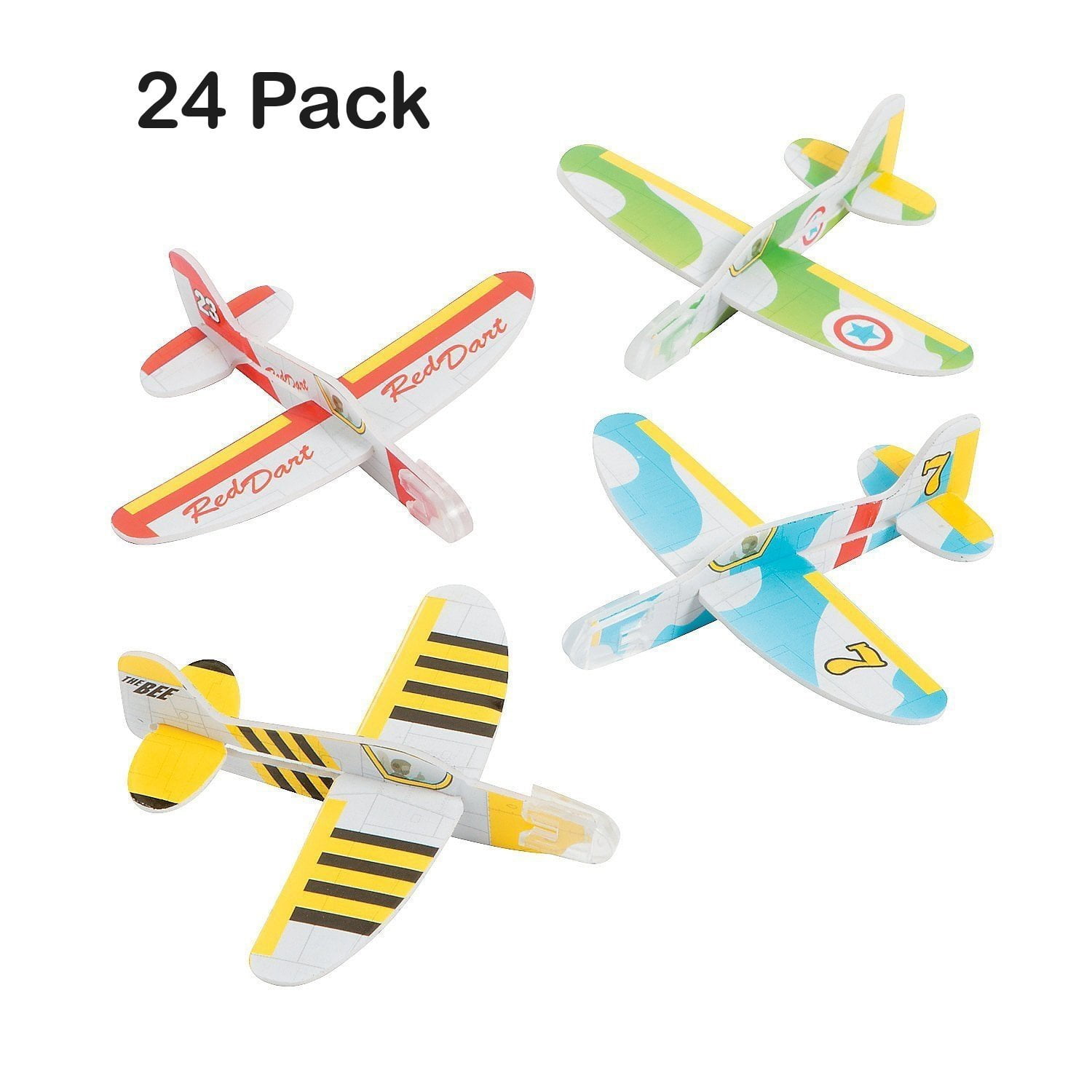 Mini Foam Glider Plane 4" X 3.5" 24 Pack Assorted Colors And