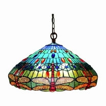 SCARLET Tiffany-style 3 Light Dragonfly Hanging Pendant Lamp 24" Shade