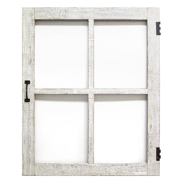 Stratton Home Decor S12915 Panneau de Fenêtre en Fausse Fourrure Vieilli - Blanc