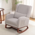 thumbnail image 3 of HCHAIRH Rocking Chair Nursery, Nursery Rocking Chairs with Foot Rest,  Glider Rocker Nursing Chair with Back Pillow for Nursing, Living Room, Bedroom, Light Grey, 3 of 9