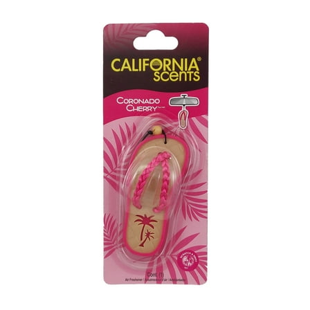 California Scents Scented Sandal Hanging Air Freshener, Coronado Cherry Scent Car Air Freshener - Odor Eliminator for Strong Odor - Flip Flop Car Fresheners