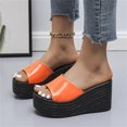 thumbnail image 2 of CAICJ98 Womens Shoes Women's Summer Sandals Casual Comfortable Flip Flops Beach Shoes Ankle T-Strap Thong Elastic Flat,Orange, 2 of 5