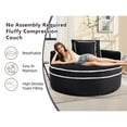 thumbnail image 5 of Leumius Oversized Round Chaise Lounge Chair Indoor, Upholstered Sofa Bed With Deep Seat and Cupholders,Cozy Boneless Chaise with High Density Memory Foam for Living Room,No Assembly,Black, 5 of 10