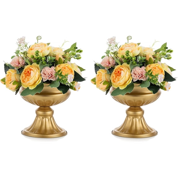 Nuptio Gold Flower Vase for Wedding Centerpiece Metal Compote Bowl Pedestal Vase