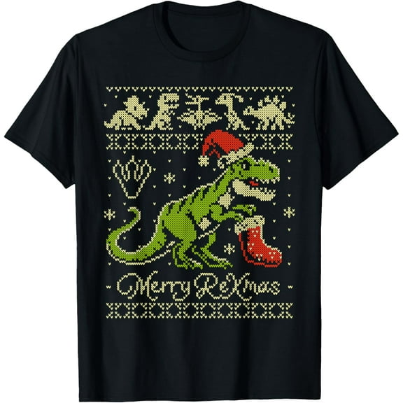 Dinosaur Ugly Christmas Sweater - Funny Christmas T-Shirt