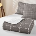 thumbnail image 4 of Castle Fairy Neutral Dash Grid Twin Quilt Set 2 Pieces,Simple Stitched Square Twin Coverlet Set,Taupe White,1 Bedspread and 1 Pillowcase, 4 of 7
