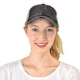 thumbnail image 2 of C.C Ponycap Messy High Bun Ponytail Adjustable Mesh Trucker Baseball Cap Hat, Criss Cross Mesh Black/Beige, 2 of 3