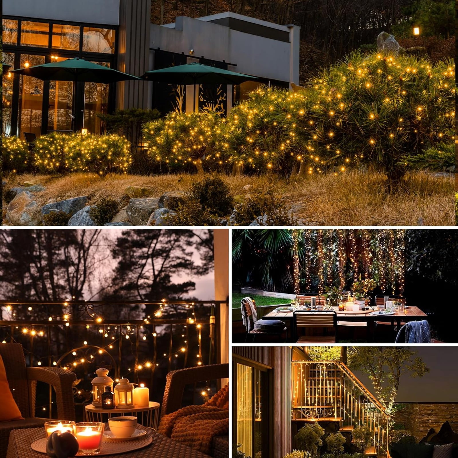 4 Pack Solar Fairy Lights, 40FT 120LED Outdoor String Lights with 8 Modes, Waterproof Copper Wire for Garden, Tree and Party Decor, Warm White
