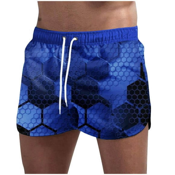 Shorts de Plage pour Hommes Été Pois 5 Pouces Maillots de Bain Taille Élastique Shorts Hawaïens, TTG, Bleu