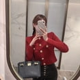 thumbnail image 3 of Suéteres elegantes de manga larga con cuello redondo para mujer de Korobov, novedad de otoño e invierno de 2022, cárdigan corto de moda coreana con botones, 3 of 5