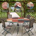 thumbnail image 2 of Boho Geometric Vintage Round Fitted Tablecloth with Elastic Edge, Retro Plaid Gingham Waterproof Table Cover, Indoor Outdoor Table Cloth for Kitchen Dinner, Outdoor, Picnic, 45''''-52'''', 2 of 6