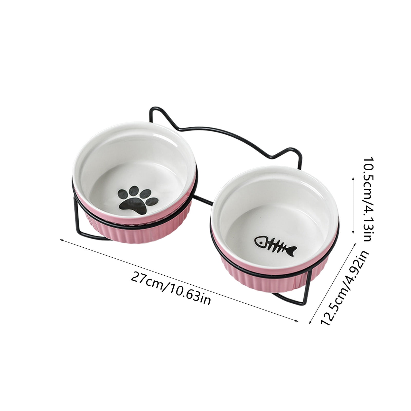 Cinvoph Ceramic Cat Bowls Non Tipping Stable Food Water Dishes Double Bowl Design for Dogs Cats Daily Feeding Drinking Easy to Clean