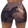 thumbnail image 2 of Logiee Dinosaur Moonlit Forest Print Women's Biker Shorts,Workout Gym Shorts,Scrunch Shorts,Tummy Control Hidden Scrunch Running Yoga Shorts-X-Large, 2 of 8