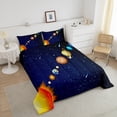 thumbnail image 4 of Outer Space Bedding Set, Galaxy Nebula Comforter Set Queen Size, Starry Sky Cosmos Down Comforter , Solar System Starry Landscape Quilted Duvet, Blue Purple, 4 of 5