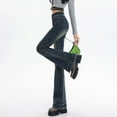 thumbnail image 5 of Women's Fashion Casual Solid Color Micro Small Pants Show Skinny High Waisted Skinny Flared Pants Jeans Jag Cords Olive Clothes for Women Two Chicks Leggings on Pants for Women Tall Mod Mom Womens, 5 of 8