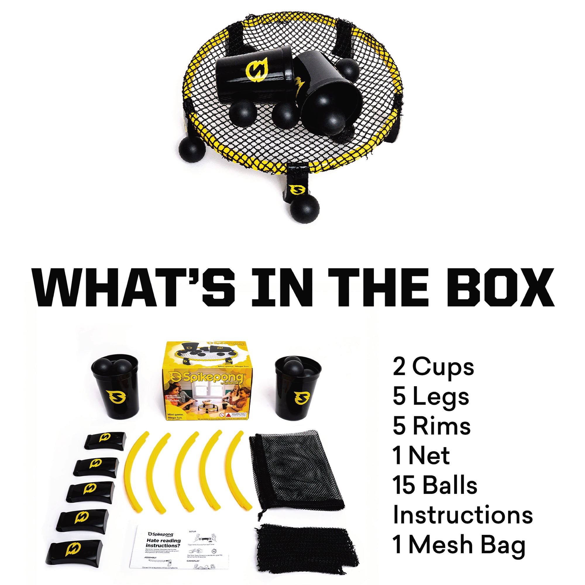 Spikeball: Spikepong Mini Game - Tabletop Indoor Party Game, Bounce Balls On The Net To Land In The Cups, Head-To-Head Competitive Family-Friends Play