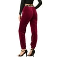 thumbnail image 3 of INSPIRE CHIC Women's High Elastic Waist Contrast Hearts Velvet Long Jogger Pants Burgundy M, 3 of 5