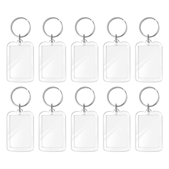 DESIGNICE Transparent Acrylic Picture Frame Key 10 Pack Clear Photo Holder Keychain Accessories