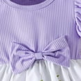 thumbnail image 5 of Little Girls Floral Dress Summer Boho Flutter Sleeve Swing Tiered Beach Holiday Dress 1-3Y Purple 18-24 Months, 5 of 6