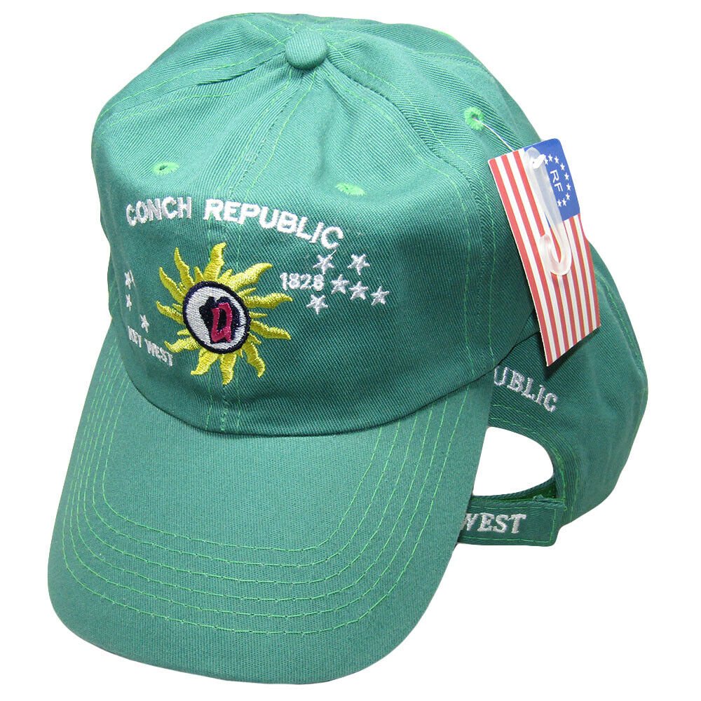 Embroidered Green Key West Conch Republic Hat Cap (RUF)