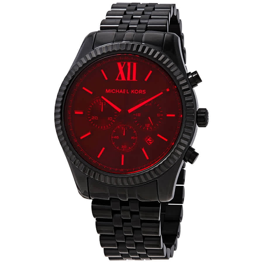 Michael Kors Lexington Chronograph Quartz Red Crystal Dial Men's Watch  MK8733 