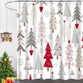 thumbnail image 2 of Winter Christmas Tree Shower Curtain Set, Xmas New Year Holiday Grey Snowflake Shower Curtains for Bathroom Decor Washable Fabric Polyester Waterproof with 12 Hooks, 72x72 Inch, 2 of 6