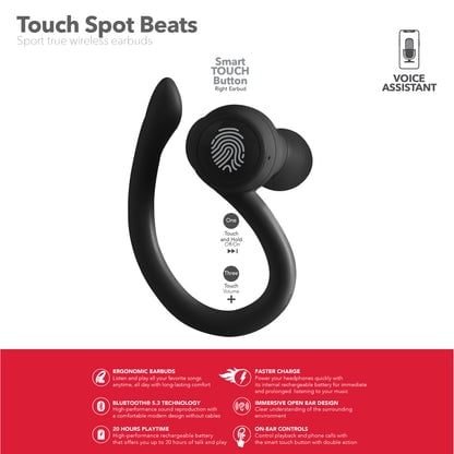RCA Wave-70 True Wireless Earbuds with Hi-Res Audio & 20H Playtime, Black