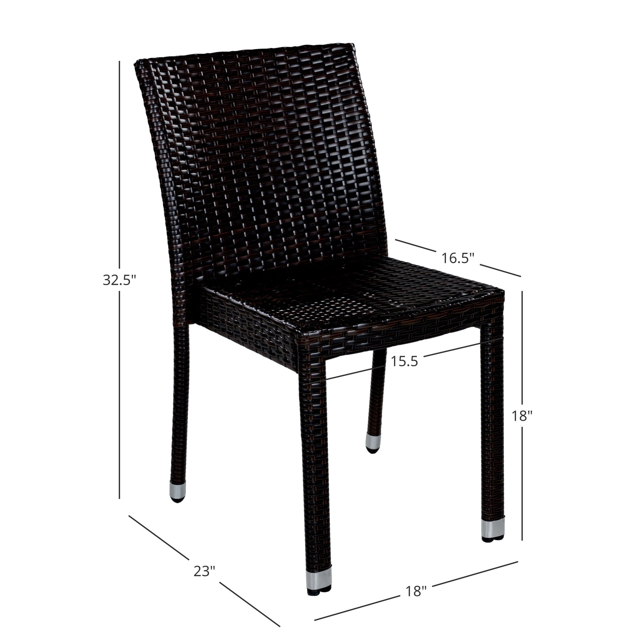 Christopher Knight Home Outdoor Handwoven Wicker Armless Dining Chairs, Dark Brown, Set of 4