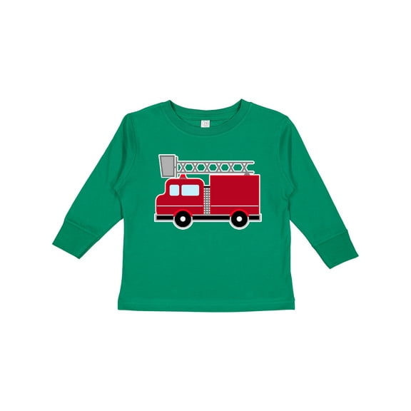 Inktastic Red Firefighter Fire Truck Boys or Girls Long Sleeve Toddler T-Shirt