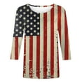 thumbnail image 4 of Womens Plus Size American Flag 3/4 Sleeve Tops Crewneck Tunic T-Shirts USA Flag Star Stripes Printed Basic Tees Memorial Day Patriotic Blouses Independence Day Dressy T Shirts Summer Clothes, 4 of 5