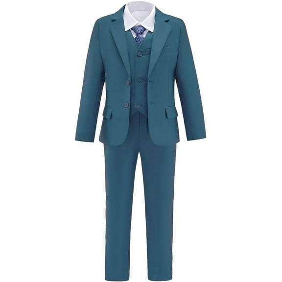 Boys Suit for Kids 6 Pieces Formal Dresswear Set Teen Boys Tuxedo Suits for Wedding Graduation