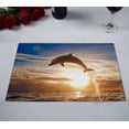thumbnail image 2 of PKQWTM dolphin leaping jumping shining sunset sea water Kitchen Dining Table Mats Placemats Size 12x18 Inches, Set of 2 Pieces, 2 of 2