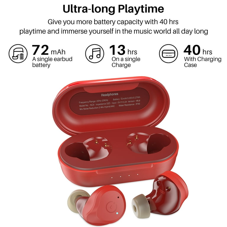 TOZO NC9 Wireless Earbuds Bluetooth 5.3 Hybrid Active Noise