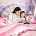 thumbnail image 5 of Manfei Pink-Blue Axolotl 7pcs Queen Bedding,Watercolor Salamander Print Bedding Comforter Set Queen,Pink Reversible, 5 of 7