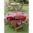 thumbnail image 3 of Outdoor Tablecloth with Umbrella Hole and Zipper, Valentine's Day Round Table Cloth 54 Inch Waterproof Tablecloth, Red Plaid Truck Love Roses Leaves Pink Picnic Table Cover for Patio Camping, 3 of 7